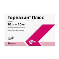 ТОРВАЗИН ПЛЮС капс. 10мг+10мг 30 шт.