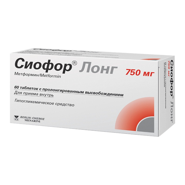 СИОФОР ЛОНГ таб п/об пролонг 750мг 60 шт.