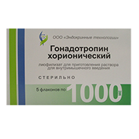 Гонадотропин хорионический фл.(лиоф. д/приг. р-ра д/в/м введ.) 1000 МЕ №5