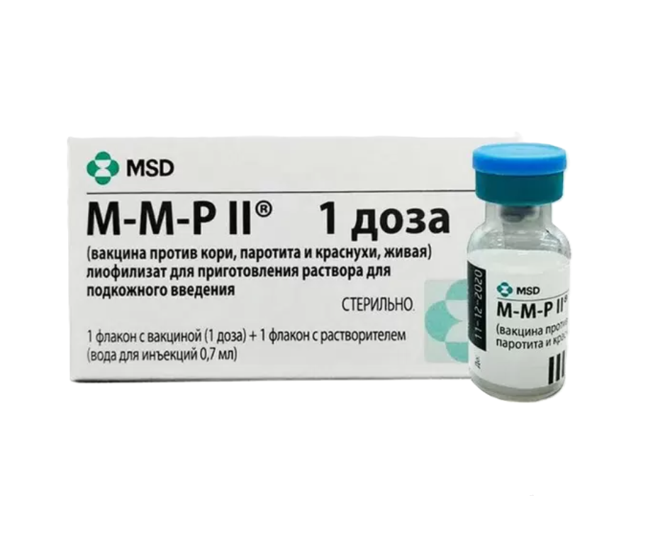 ВАКЦИНА КОРЬ-ПАРОТИТ-КРАСНУХА лиоф. д/р-ра д/ин. (фл.) 1доза 1 шт.