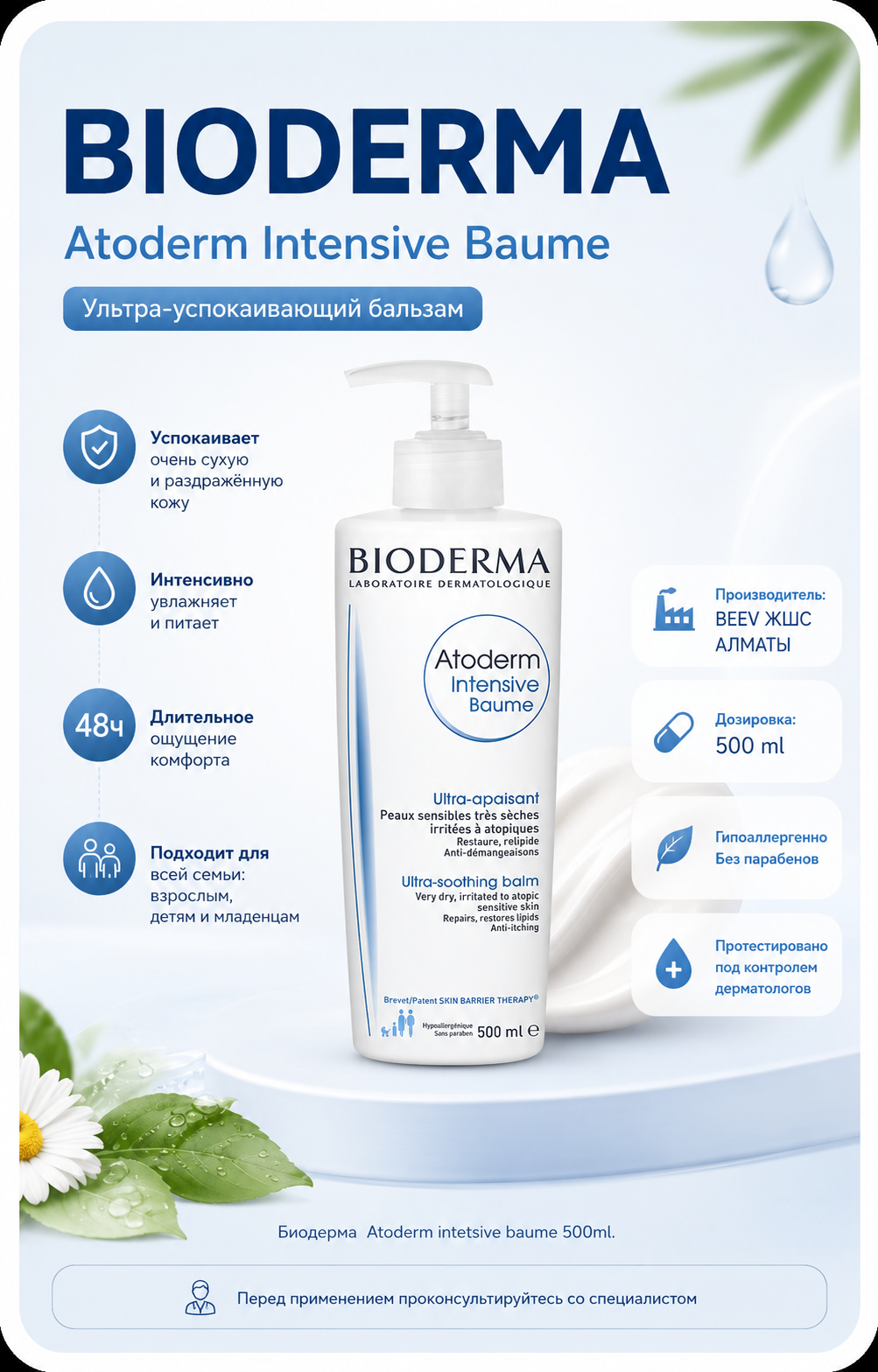 Биодерма Atoderm intetsive baume 500ml. — Фото 2